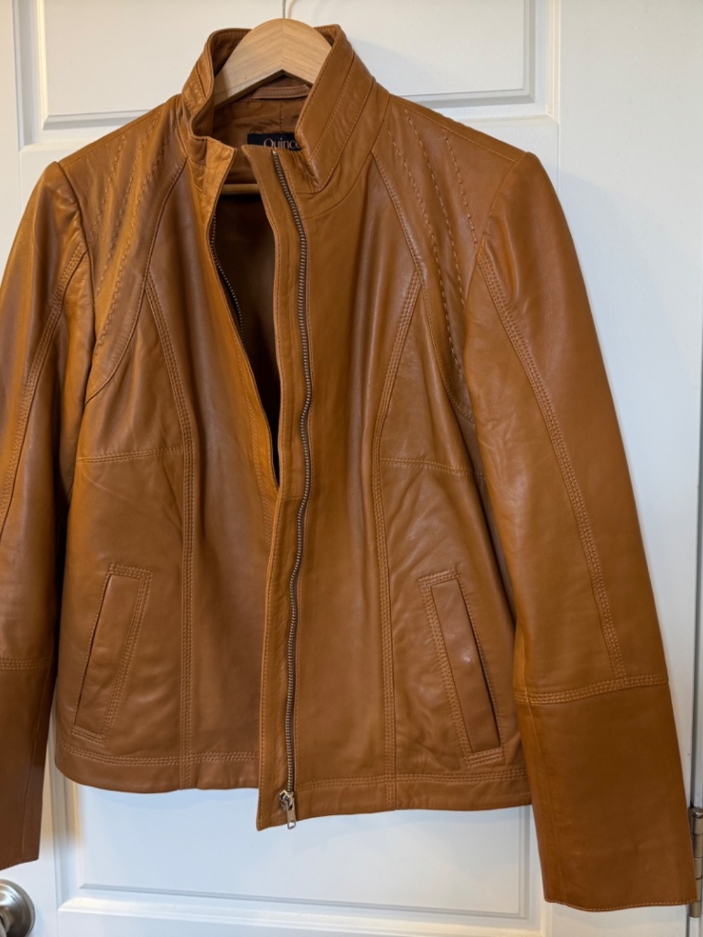 Quince 100% Leather Stand-Collar Jacket - Women's M